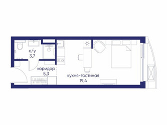 Планировка студии(квартира) площадью 28.42 квадратных метров в ЖК “ЖК Остров”