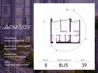 Планировка двухкомнатной(квартира) площадью 81.15 квадратных метров в ЖК “ЖК Дом Дау”