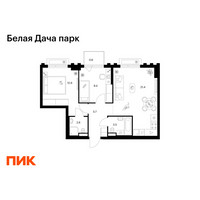 Планировка двухкомнатной(квартира) площадью 56.1 квадратных метров в “ЖК Белая Дача парк”