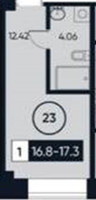 Планировка студии(апартаменты) площадью 17.3 квадратных метров в “ЖК 3215”