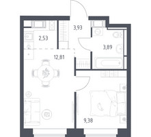 Планировка однокомнатной(квартира) площадью 32.54 квадратных метров в “ЖК Большое Путилково”