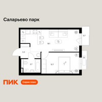 Планировка однокомнатной(квартира) площадью 39.5 квадратных метров в “ЖК Саларьево парк”