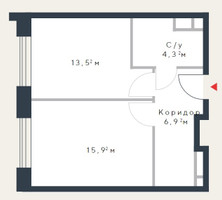 Планировка однокомнатной(квартира) площадью 40.6 квадратных метров в “ЖК Ривер Парк Коломенский”