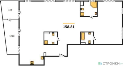 Планировка 4+ комнатной(квартира) площадью 159.5 квадратных метров в ЖК “Квартал Foriver”