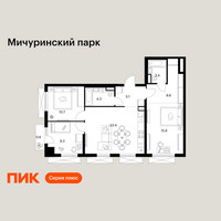Планировка трехкомнатной(квартира) площадью 81.2 квадратных метров в “ЖК Мичуринский Парк”