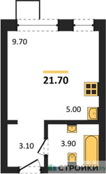 Планировка студии(квартира) площадью 21.7 квадратных метров в ЖК “ЖК Никольский квартал Отрада”