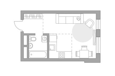 Планировка студии(квартира) площадью 28.55 квадратных метров в ЖК “ЖК Живописный”