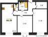 Планировка двухкомнатной(квартира) площадью 66.39 квадратных метров в “ЖК Мечта”
