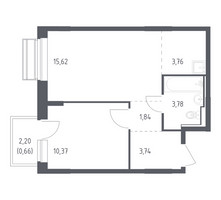 Планировка однокомнатной(квартира) площадью 39.77 квадратных метров в “ЖК Рублевский Квартал”
