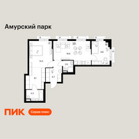 Планировка двухкомнатной(квартира) площадью 65.6 квадратных метров в “ЖК Амурский парк”