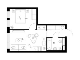 Планировка однокомнатной(квартира) площадью 33.1 квадратных метров в “ЖК Строгино 360”