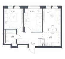Планировка двухкомнатной(квартира) площадью 51.22 квадратных метров в “ЖК Большое Путилково”