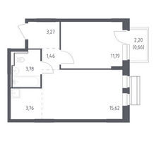 Планировка однокомнатной(квартира) площадью 39.74 квадратных метров в “ЖК Рублевский Квартал”