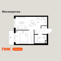 Планировка однокомнатной(квартира) площадью 32.1 квадратных метров в “ЖК Москворечье”