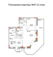 Планировка двухкомнатной(квартира) площадью 99.6 квадратных метров в ЖК “ЖК Клюквенный”