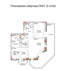 Планировка двухкомнатной(квартира) площадью 99.6 квадратных метров в “ЖК Клюквенный”