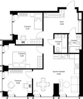 Планировка трехкомнатной(квартира) площадью 81.9 квадратных метров в “ЖК Веер”