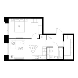 Планировка однокомнатной(квартира) площадью 46.6 квадратных метров в ЖК “ЖК Онежский вал”