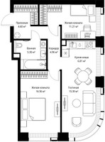 Планировка двухкомнатной(квартира) площадью 64.83 квадратных метров в “ЖК Веер”