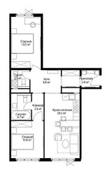 Планировка двухкомнатной(квартира) площадью 66.5 квадратных метров в ЖК “ЖК Эко Видное 2.0”