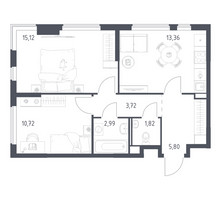 Планировка двухкомнатной(квартира) площадью 53.53 квадратных метров в “ЖК Горки Парк”