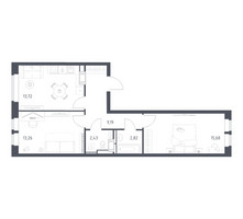 Планировка двухкомнатной(квартира) площадью 57.1 квадратных метров в “ЖК Большое Путилково”