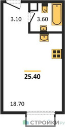 Планировка студии(квартира) площадью 25.5 квадратных метров в ЖК “ЖК Парксайд”