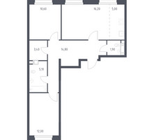Планировка двухкомнатной(квартира) площадью 67.2 квадратных метров в “ЖК ЭкоБунино (Южное Бунино)”