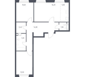 Планировка двухкомнатной(квартира) площадью 67.2 квадратных метров в ЖК “ЖК ЭкоБунино (Южное Бунино)”