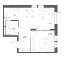 Планировка однокомнатной(квартира) площадью 47.13 квадратных метров в “ЖК Большое Путилково”