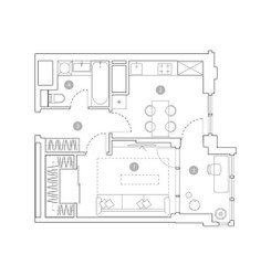 Планировка однокомнатной(квартира) площадью 38.9 квадратных метров в ЖК “ЖК ВЭРИ на Миклухо-Маклая”