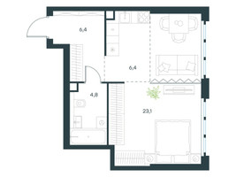 Планировка однокомнатной(квартира) площадью 40.7 квадратных метров в “ЖК Level Южнопортовая”