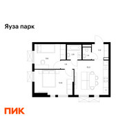 Планировка двухкомнатной(квартира) площадью 47.5 квадратных метров в “ЖК Яуза Парк (Мытищи)”