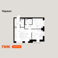 Планировка двухкомнатной(квартира) площадью 53.8 квадратных метров в “Нарвин”