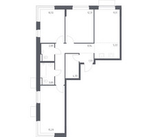 Планировка трехкомнатной(квартира) площадью 76.47 квадратных метров в “ЖК Квартал Западный”