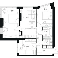 Планировка трехкомнатной(квартира) площадью 73.8 квадратных метров в “ЖК Нексус от Аквилон”