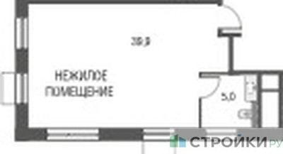Планировка студии(квартира) площадью 44.8 квадратных метров в ЖК “ЖК Резиденции Архитекторов”
