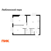 Планировка двухкомнатной(квартира) площадью 45 квадратных метров в “ЖК Люблинский парк”