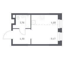 Планировка студии(квартира) площадью 22.81 квадратных метров в “ЖК ЭкоБунино (Южное Бунино)”