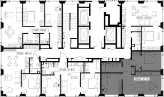 Планировка двухкомнатной(квартира) площадью 61.3 квадратных метров в “ЖК SET (Сет)”