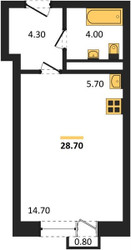 Планировка студии(квартира) площадью 28.7 квадратных метров в ЖК “ЖК КИНОКВАРТАЛ”