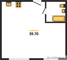 Планировка однокомнатной(квартира) площадью 39.7 квадратных метров в “ЖК Фестиваль парк-2”