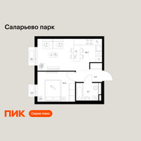 Планировка однокомнатной(квартира) площадью 35.9 квадратных метров в “ЖК Саларьево парк”