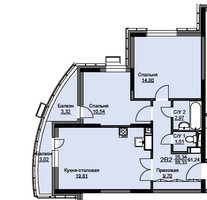 Планировка двухкомнатной(квартира) площадью 62.2 квадратных метров в “ЖК Соболевка”