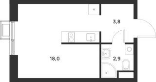 Планировка студии(квартира) площадью 24.7 квадратных метров в “ЖК Форевиль”