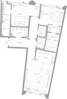 Планировка двухкомнатной(квартира) площадью 124.9 квадратных метров в “ЖК Николь”