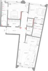 Планировка двухкомнатной(квартира) площадью 124.9 квадратных метров в ЖК “ЖК Николь”