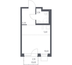 Планировка студии(квартира) площадью 24.65 квадратных метров в ЖК “ЖК Новое Внуково”