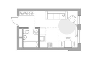 Планировка студии(квартира) площадью 28.55 квадратных метров в “ЖК Живописный”