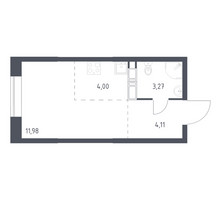 Планировка студии(квартира) площадью 23.36 квадратных метров в “ЖК Цветочные Поляны”